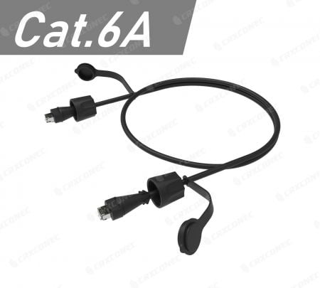 Cable de conexión industrial Cat.6A S/FTP de 26AWG con clasificación IP68 verificado por SGS de 1M - Cable de conexión industrial Cat.6A SFTP de 26AWG con clasificación IP68.